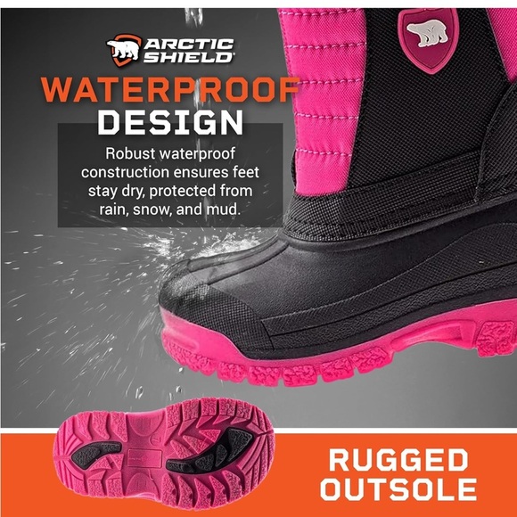 Arctic Shield Warm Insulated Waterproof Durable Easy On/Off Winter Snow Boots 5T - Picture 3 of 8